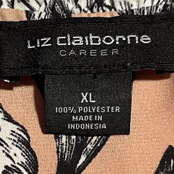 Liz Claiborn Career Short Sleeve Tie Neck Pullover Floral Blouse‎ Size XL - Picture 4 of 7